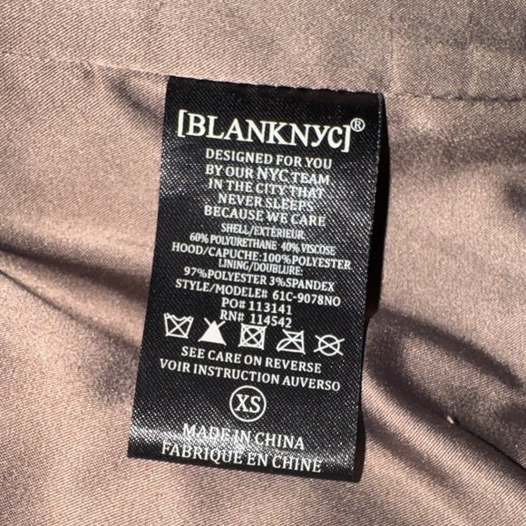 Blank NYC Taupe Leather Jacket with Removable Hood XS Women’s Coat XS - Picture 7 of 12